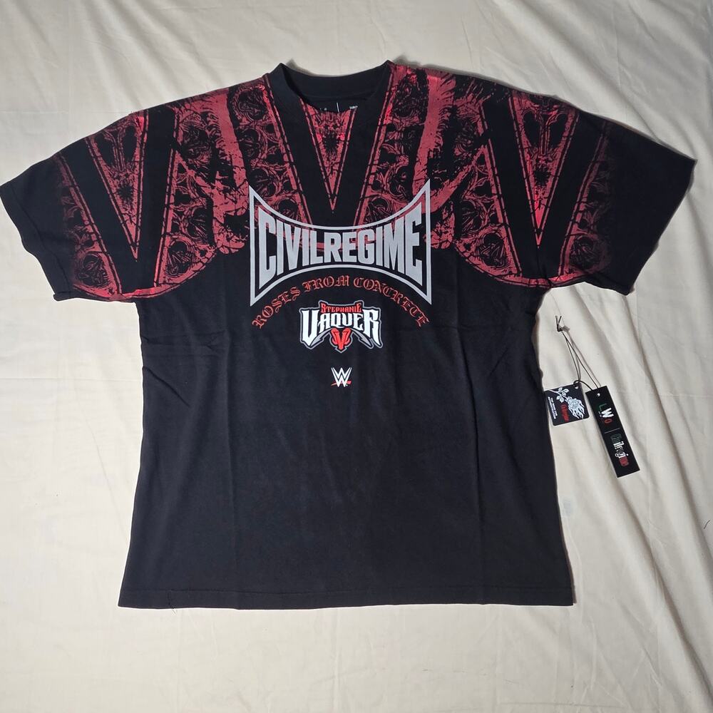 Civil Regime WWE Stephanie Vaquer LWO Graphic Tee Black Size L NWT Pump Cover